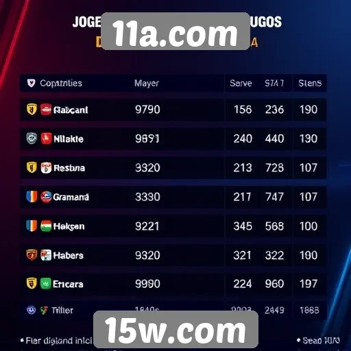 Comparativo de desempenho entre jogos no 11a.com